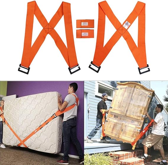 Tragegurte Set Für Umzug - 2x Schwerlastgurte 145cm + Antirutsch-Handschuhe