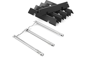 Rushare Grill Replacement Parts for Weber Spirit II 300 Series, GS4 Spirit II E310 E320 E330 S310 S320 S330 68950 (Front-Mounted Control), 15.3" Flavorizer Bars 7636 and 18" Burner Tubes Set 69787