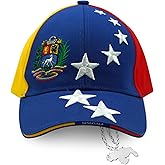 Gorra Tricolor de Venezuela con Escudo y Estrellas + Cadenita Plateada de Ñapa con Mapa de Venezuela | Pa' Los Vinotinto y Patriotas | Ideal pa' Fiestas y Rumbas