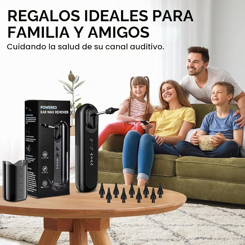 Limpiador de Oídos Eléctrico, Removedor de Cerumen con 5 Modos de Limpieza, Sistema de Irrigación Auditiva con Pantalla LCD, IPX5 Impermeable, Depósito de 250ml, Recargable USB-C