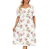 udforsk House Dresses for Women with Pockets Moo Moo Nightgown Short Sleeve Mumu Dress Lounge Dress S-5XL