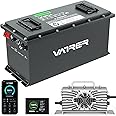 VATRER POWER 48V 105Ah Narrow Lithium Golf Cart Battery, Built-in Smart 200A BMS, with Touch Monitor & APP, 4000+ Cycles LiFePO4 Battery, Max 10.24kW Power Output, 2C Discharge, Perfect for Golf Carts