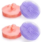Hair Scalp Brush Dandruff Cleaning Shower Shampoo Scalp Head Massager 4 Pk | Orange and Violet shampoo brush scalp,Plastic head scrubber for scalp,Wet&amp;Dry finger brush comb,Shower&amp;travel essential