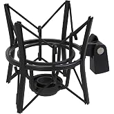 LyxPro MKS1-B Condenser Microphone Shock Mount, Anti-Vibration, Black | Isolates microphones from vibration, floor and stand noise; durable spider design with 3/8 in. thread adapter for studio use