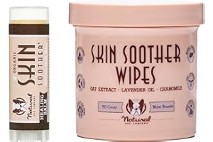 Natural Dog Company Skin Soother Bundle, (1) Dog Skin Wipes, 50 Count, (1) Travel Stick, 0.15 oz., Allergy and Itch Relief for Dogs, Dog Moisturizer for Dry Skin, Dog Lotion