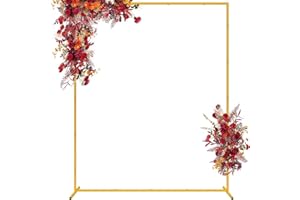 WOKCEER Wedding Arch Backdrop Stand, 6.6x5.2 FT Gold Wedding Arches for Ceremony Square Metal Balloon Arch Stand Garden Arbor Frame for Wedding Birthday Party Baby Shower Photo Booth Background Decoration