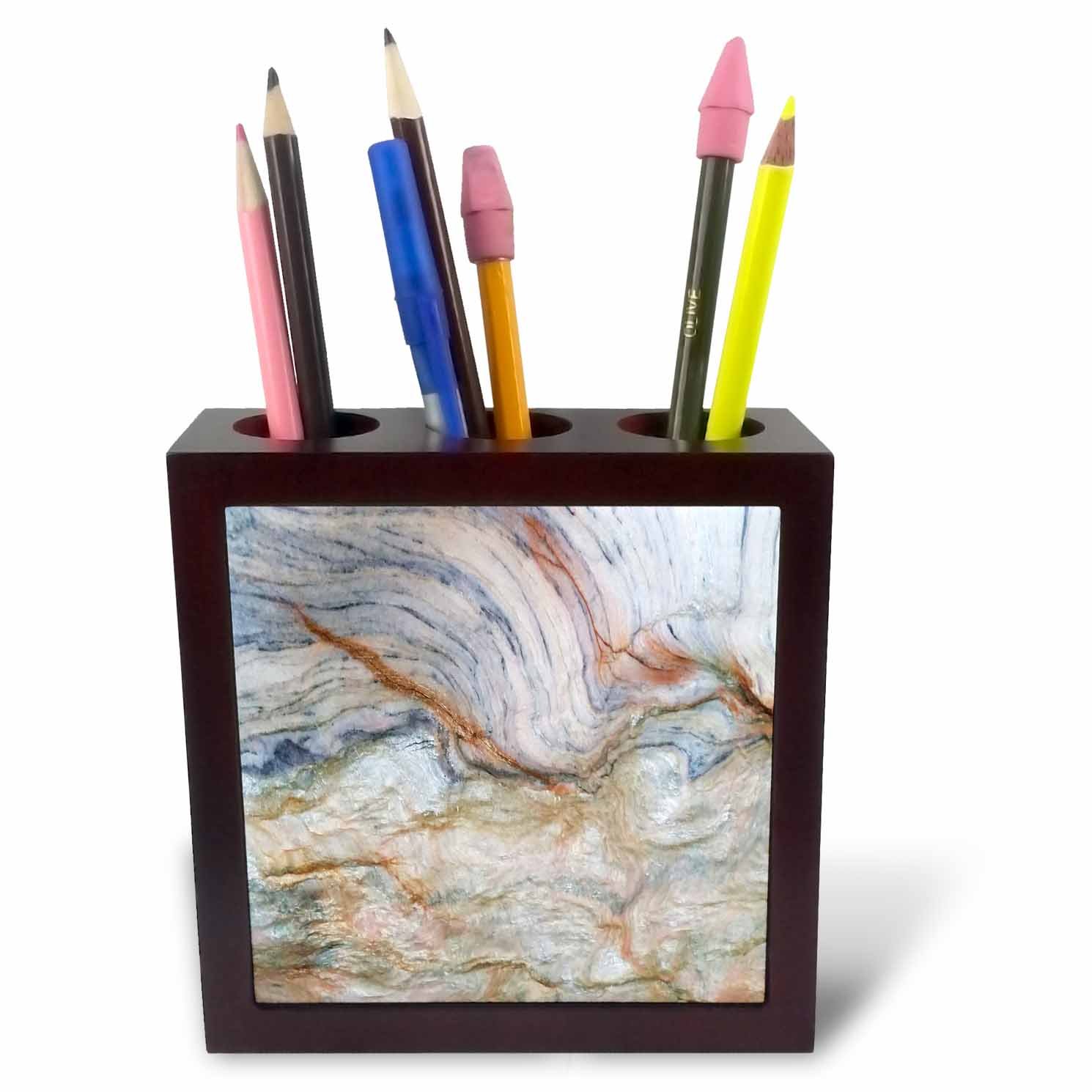 3dRose ph_252664_1 5-Inch Image of Granite Tile Pen Holder - Copper/Blue