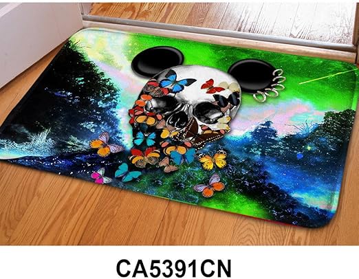 Coloranimal Totenkopf mit Tür Matte für Diele Wohnzimmer Schlafzimmer