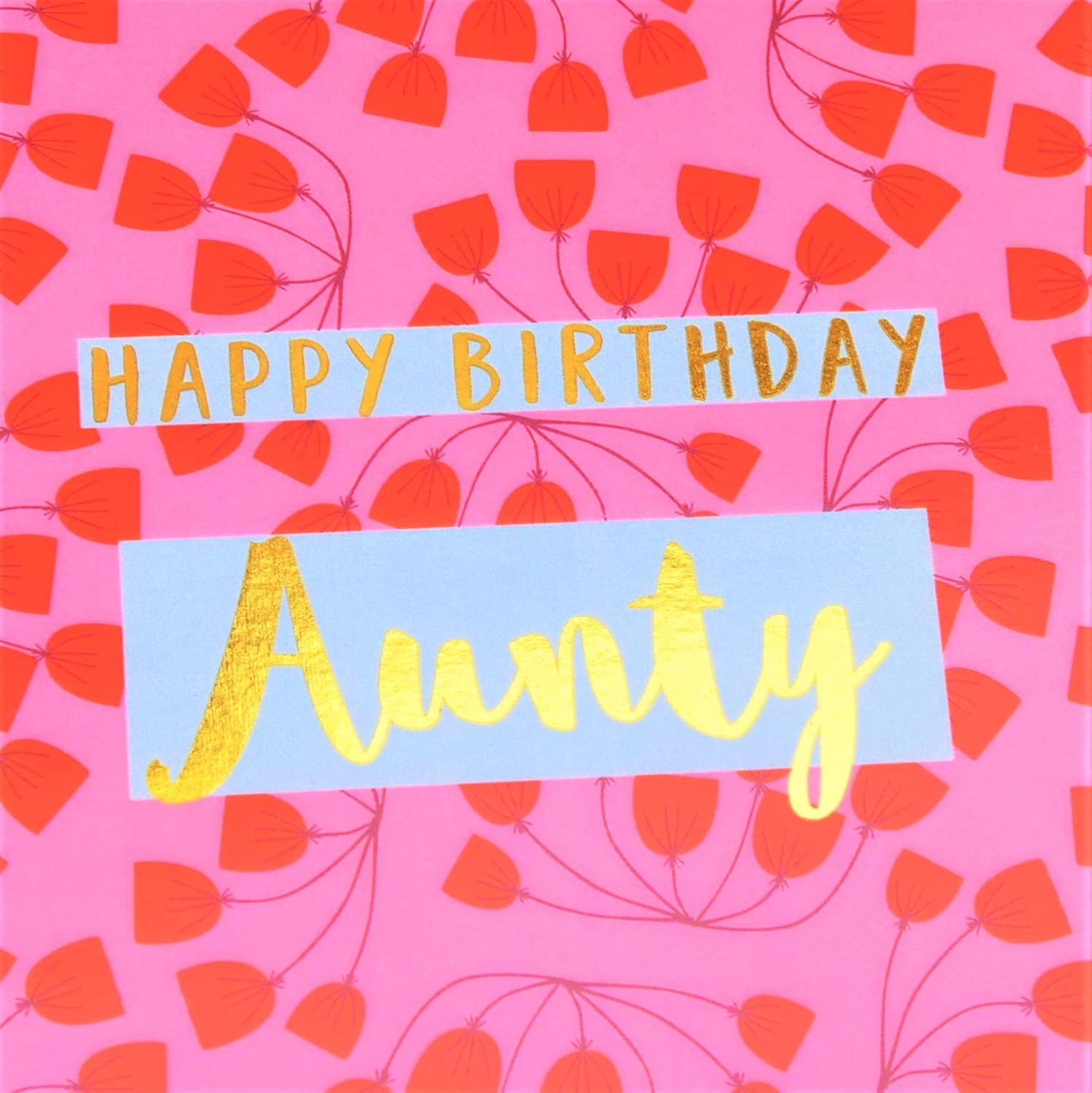 Claire Giles Greeting Cards, Happy Birthday Aunty Card, Pink Flowers Aunt Greeting Card, Text Foiled in Shiny Gold - Image 4