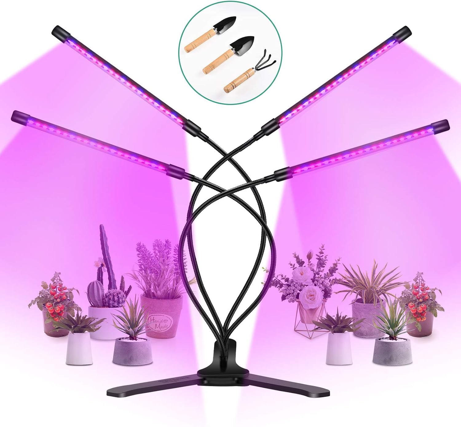 360° Grow Light for Indoor Plants - Gooseneck Red and Blue Spectrum Growing Lamp Strip w/ 3 Modes 9 Dimmable Brightness 3/9/12 H Timer Ideal for Greenhouse Plants Flowers Veg Succulents Potted Growth: Home Improvement