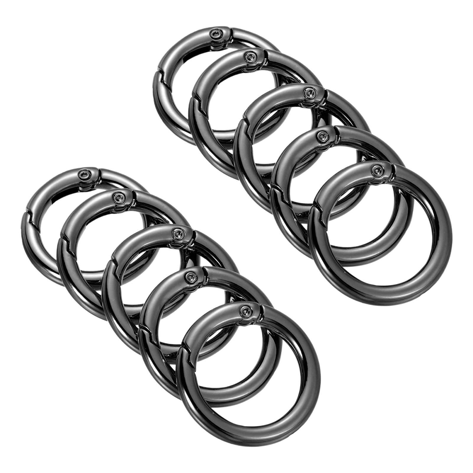 PATIKIL 26x19x4mm Spring Gate O Rings, 10 Pack Round Snap Clip Zinc Alloy for Keyrings Buckle, Black