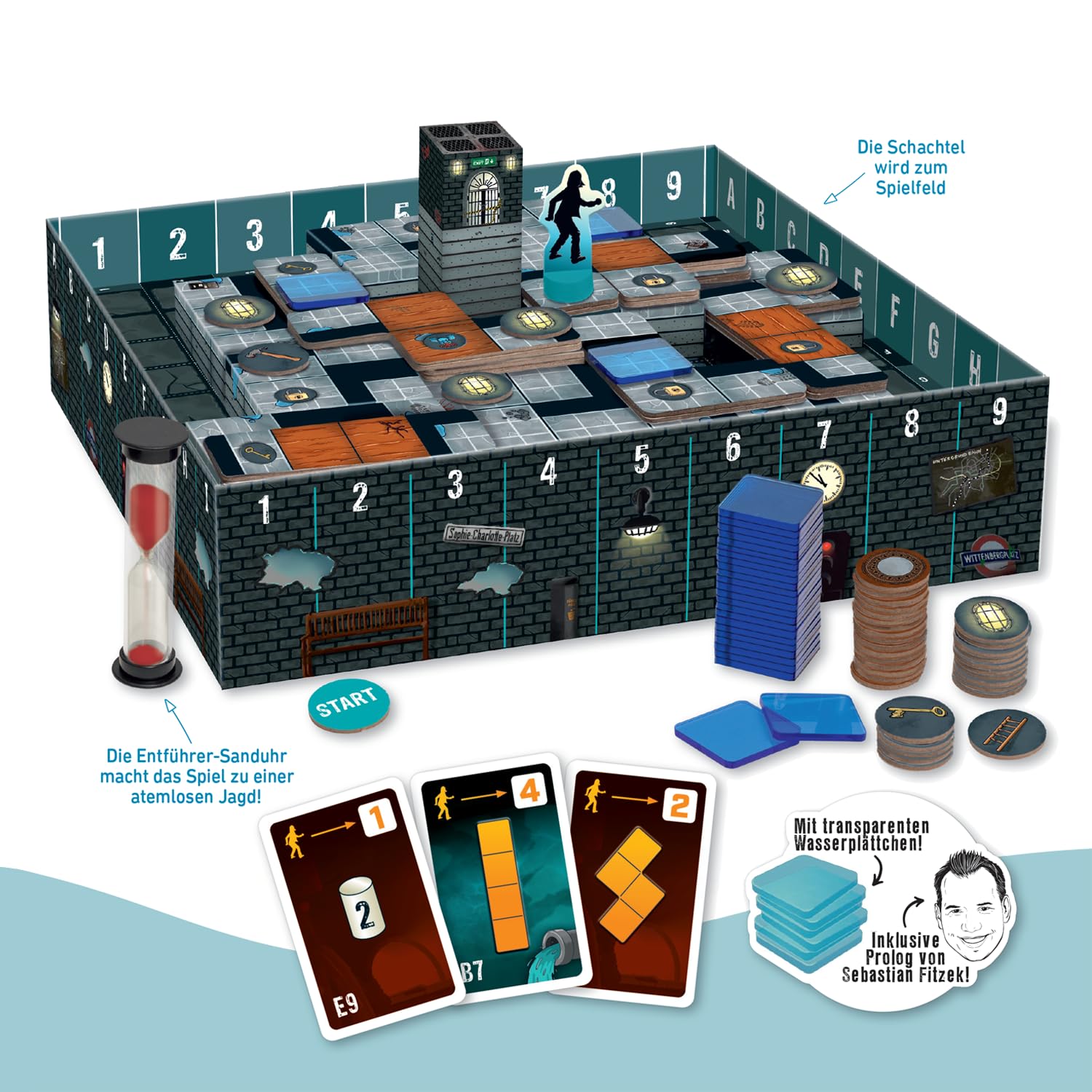 moses. Sebastian Fitzek Underground, innovatives 3D-Thriller-Spiel für Escape-Game Fans, kooperatives Gesellschaftsspiel von Marco Teubner mit verschiedenen Schwierigkeiten, ab 12 Jahren 2