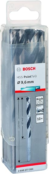 Bosch PointTeQ HSS Twist Drill Bit 10pc 9.6 x 87 x 133 mm for Metal