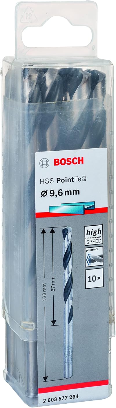 Bosch PointTeQ HSS Twist Drill Bit 10pc 9.6 x 87 x 133 mm for Metal