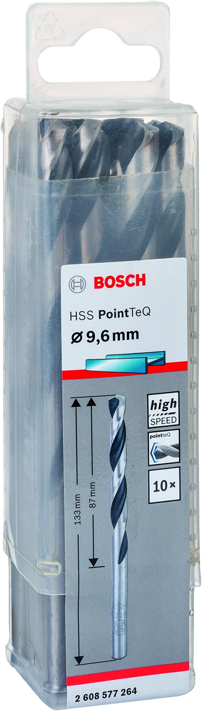 Bosch PointTeQ HSS Twist Drill Bit 10pc 9.6 x 87 x 133 mm for Metal