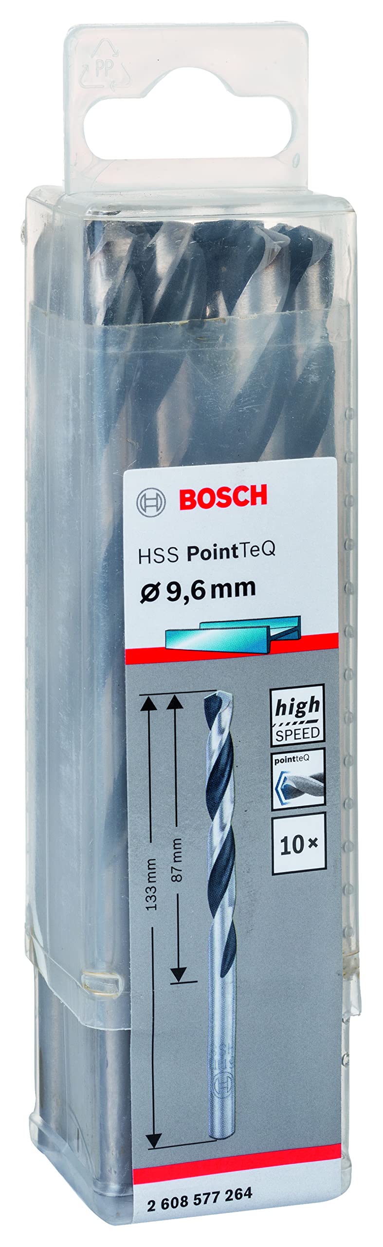 Bosch Professional 10-piece PointTeQ HSS Twist Drill Bit (for Metal, 9.6 x 87 x 133 mm, Drill Driver Accessories)