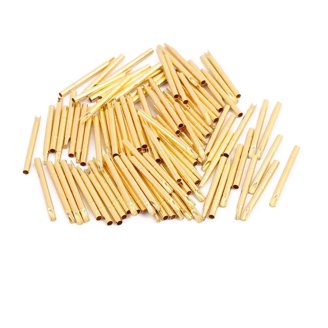 sourcingmap 100pcs R125-4S 2.36mm Dia 30mm Length Metal Test Probe Needle Cover Gold Plated