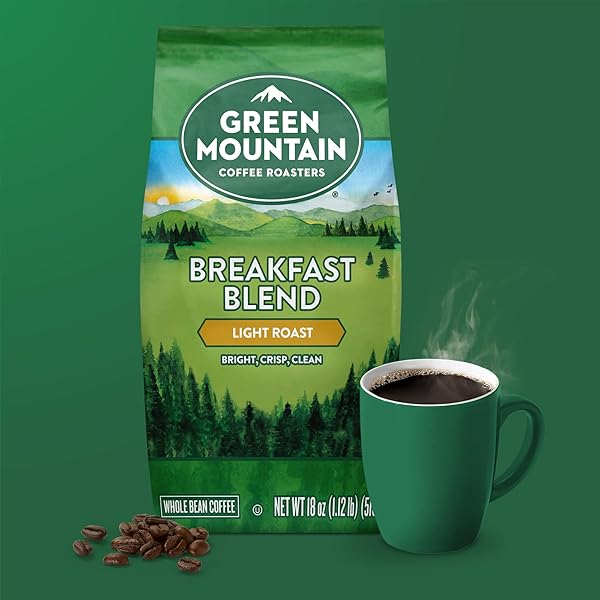GREEN MOUNTAIN COFFEE ROASTERS BREAKFAST BLEND, WHOLE BEAN COFFEE, BAGGED 18 OZ