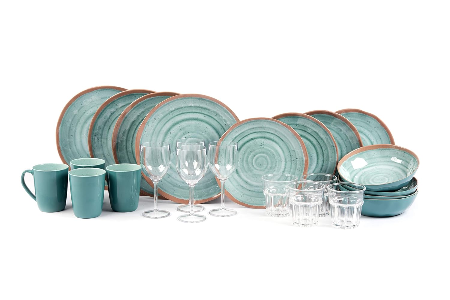 Sesua Kampa - Vajilla de melamina para Camping (24 Piezas, Incluye ...