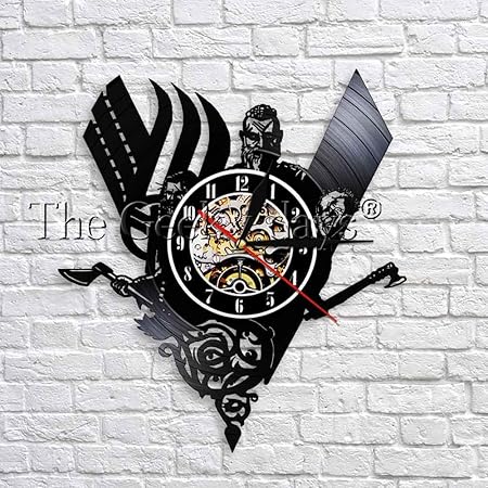 XINA Reloj de Pared Vikingo Reloj de Pared con Registro de Vinilo