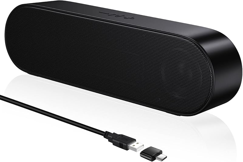 YYV USB Computer Speakers Portable Soundbar with Volume Mute USB Powered