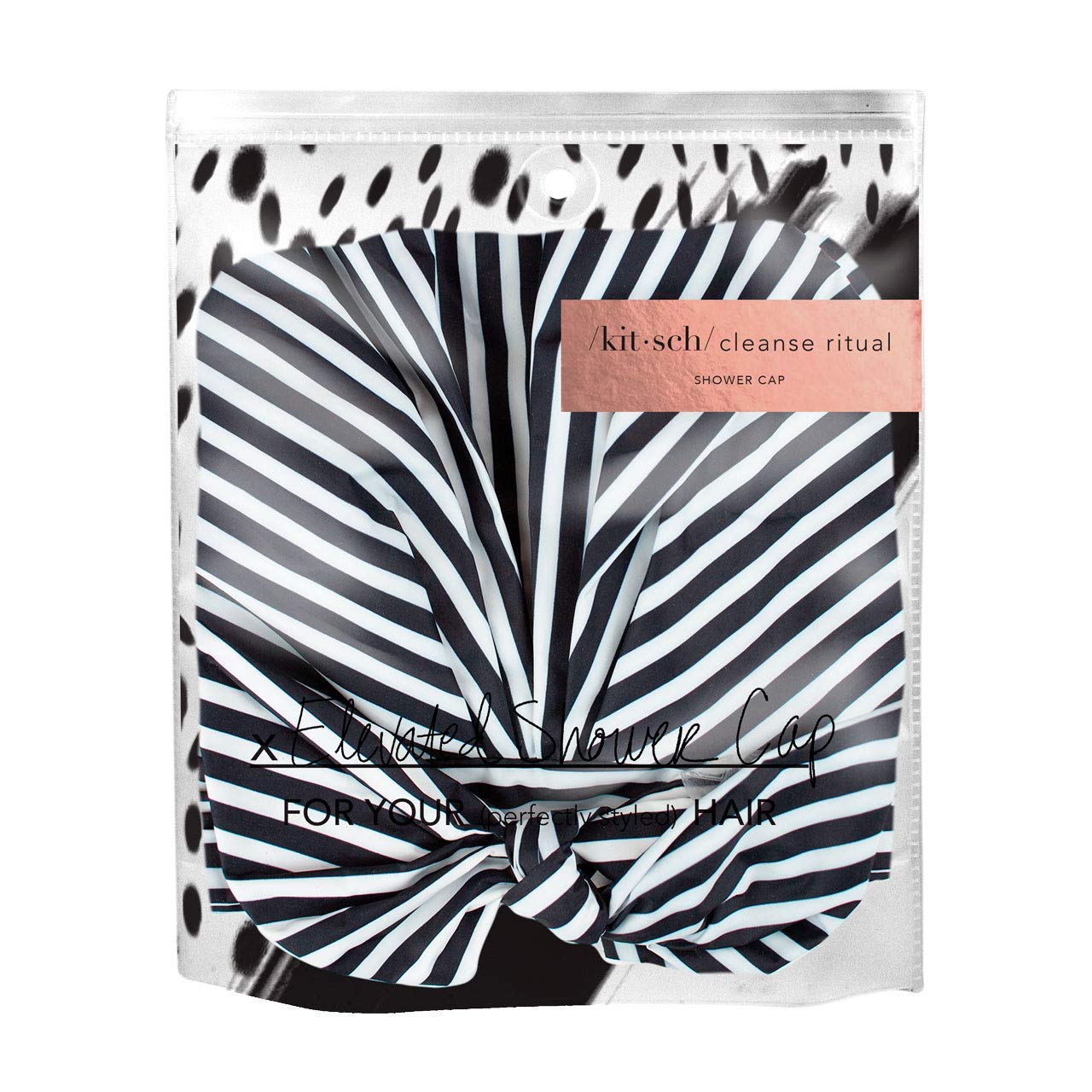 Kitsch Luxury Shower Cap for Women - Waterproof, Reusable Shower Caps (Black and White Stripe) : Beauty