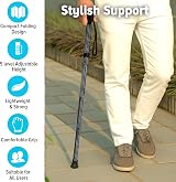 Life Folding Walking Stick Adjustable Height Lightweight Aluminium Cane view 4