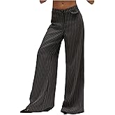 GORGLITTER Women's Striped Baggy Dress Pants Low Waist Wide Leg Business Casual Work Trendy Trousers 2025
