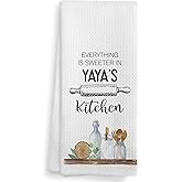 NOQL Yaya's Kitchen Towels and Dishcloths, Yaya Gifts, Grandma Gifts, Gifts for Yaya Grandma, Yaya's Drying Cloth Hand Towels Tea Towels for Bathroom Kitchen, 16×24 Inches