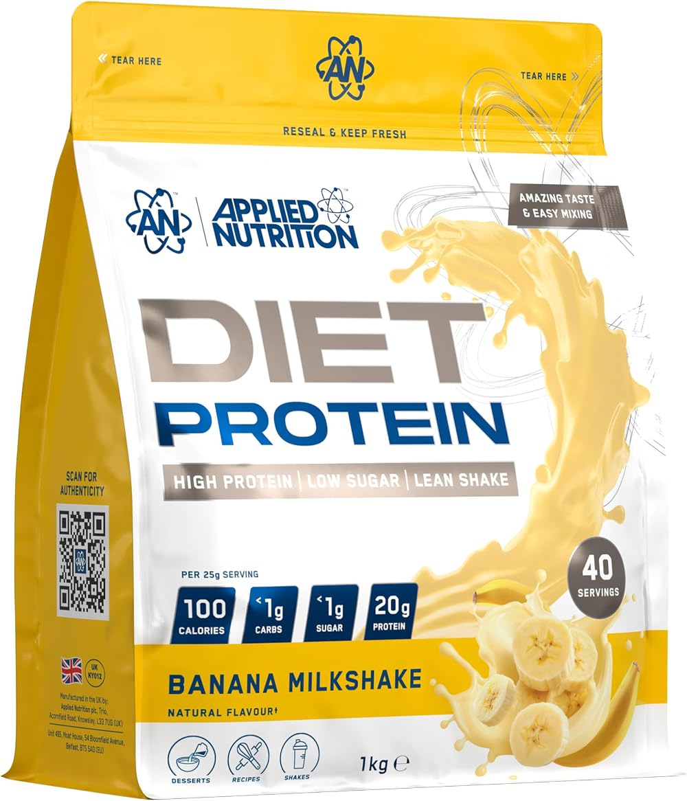 Applied Nutrition Diet Whey High Protein Powder Banana Milkshake 1kg 40 Servings