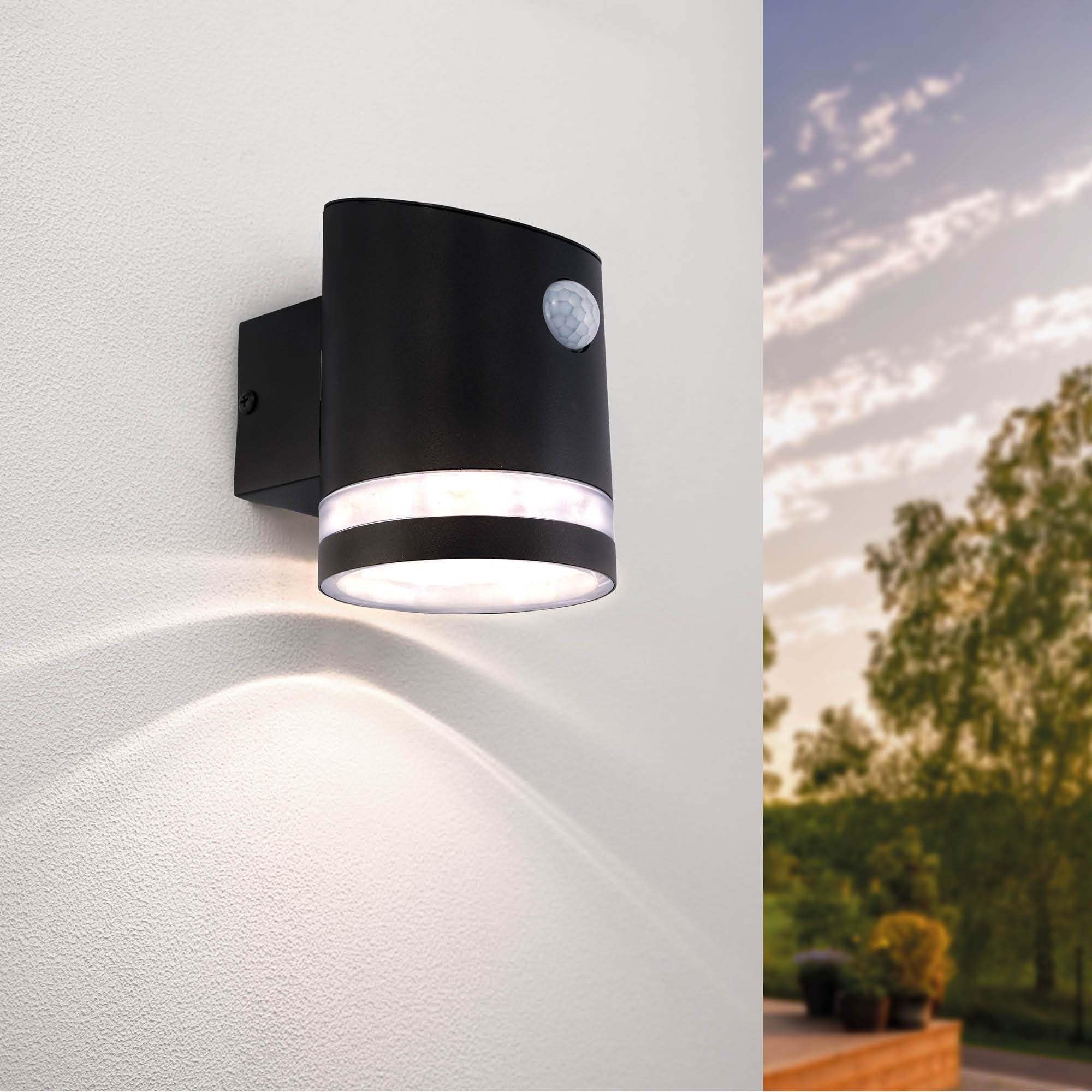 Ledvion - Wall Lamp, Outdoor Lamp WhiteMotion Sensor, Outdoor Lighting, Solar Garden Lighting, LED Lamp, Mood Light, Elara, 3000K, IP44, Black Lamp — image 1