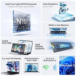 CHUWI GemiBook Plus Laptop 15.6'', 16GB LPDDR5