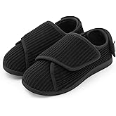 HomeTop Women's Corduroy Slippers Comfy Adjustable Hook and Loop Memory Foam Indoor Closed-back House Shoes