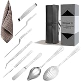 Chef Plating Tools,Professional Culinary Plating Tool Set,Chef Garnish Tools Kit,Fish Tweezers,Pastry Spatula,Cake Decorating Tweezers for Molecular Gastronomy (Silver)