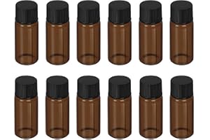 20ml Amber Glass Vials,12 Pcs Leak-Proof Liquid Vial for Lab with Screw Caps,Reagent Media Bottle,for Sample,Oil Liquid, Stor
