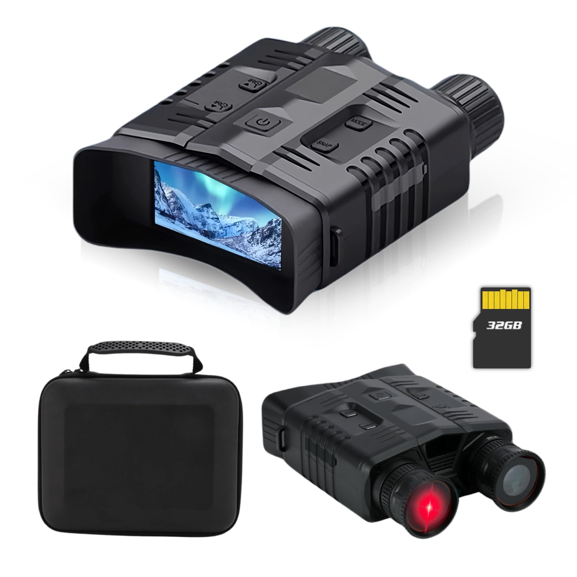 Bewinner Night Vision Binoculars for Adults - WiFi APP Control Night Vision Goggles, Infrared Night Vision Scope with 3.2in Screen/4K HD Full Color/10x Digital Zoom (Built-in 32G TF Card)