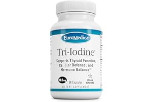 EuroMedica Tri-Iodine - Support Thyroid Health - Aids Hormone Balance with Molecular Iodine from Kelp - Features Potassium Iodide & Sodium Iodide - Brain & Energy Support - 12.5mg, 90 Capsules