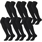 Hicarer 6 Pairs High Baseball Socks over Knee Football Softball Sock Youth Combo Long Sport Men Tube Socks Women