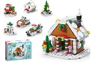 NDZUI 2025 Christmas Building Blocks Set, Stacking Bricks Christmas Decorations and Gifts Building Set Toys Xmas Gifts for Kids and Adults (snowhouse)