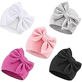 AQOKKA Newborn Baby Girl Hats with Bow Cotton Toddler Infant Beanie Cap Newborn Hospital Hats for Baby Girl Kid 0-24 Months