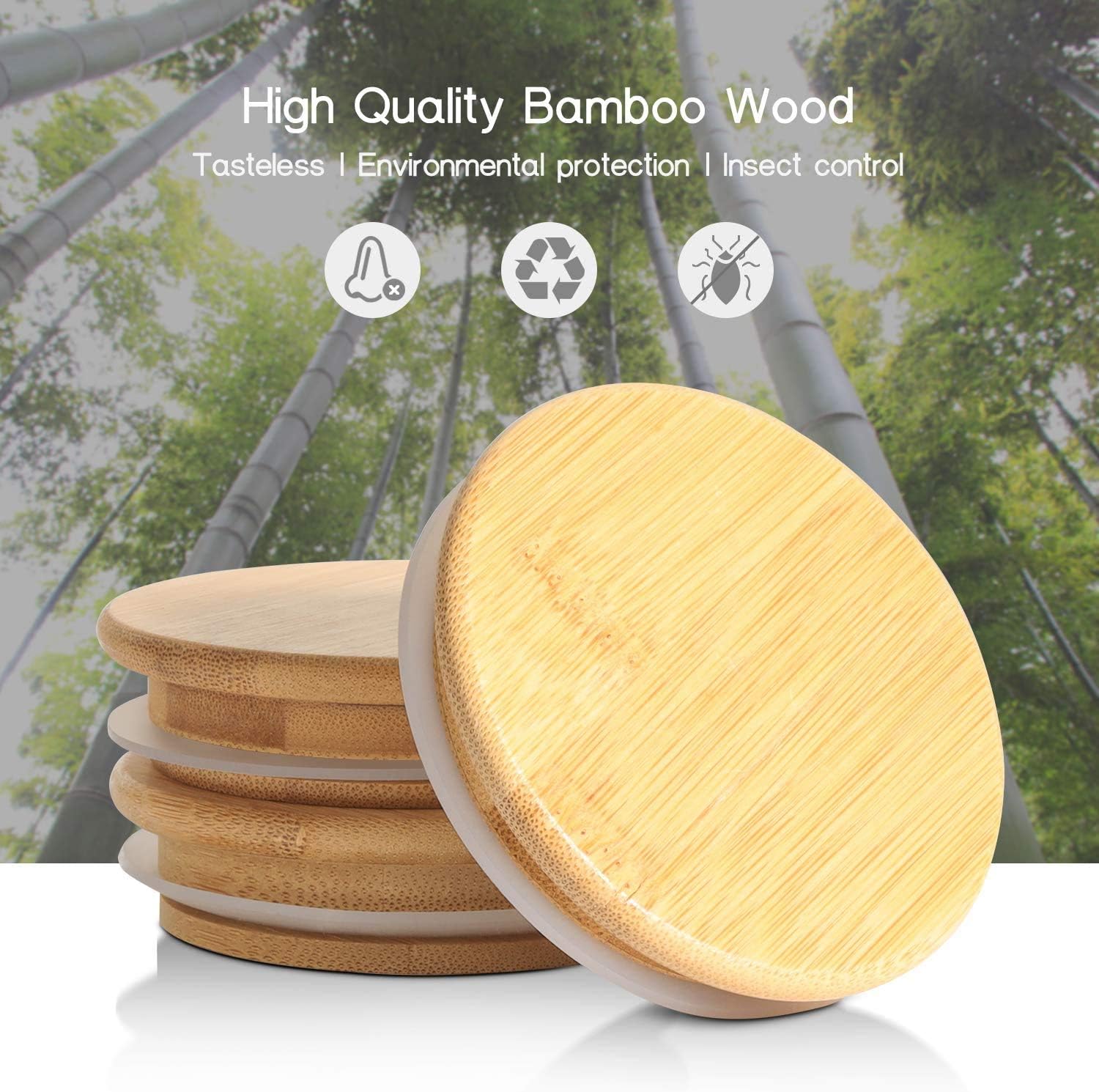 HET KAHEIGN 3PCS Storage Jars with Silicon Ring Bamboo Lids - Image 3