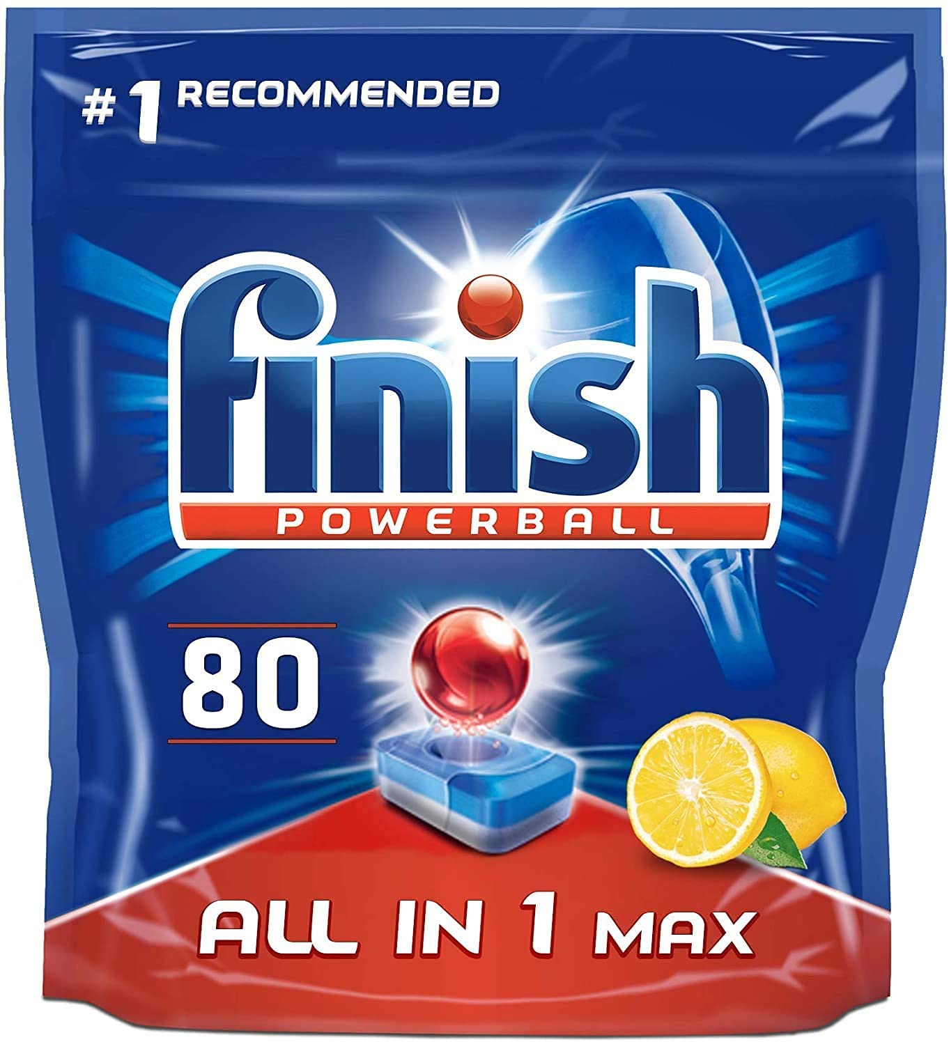 Finish All in 1 Max Dishwasher Tablets Lemon, 80 Tablets