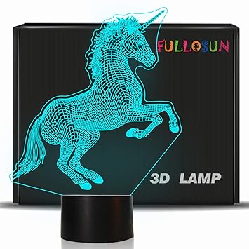 Einhorn 3D Nachtlicht Projektion LED Lampe Baby Kindergarten Nachtlicht für Kinderzimmer Home Decor Weihnachten Geburtstag Ge