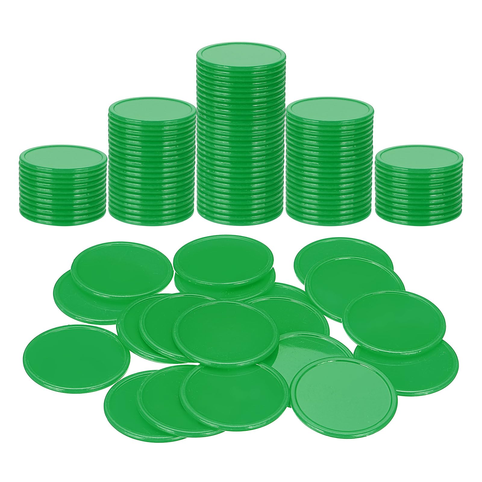 sourcing map 200Pcs Plastic Poker Chips, 1.5 Inch Learning Counters Counting Counters Disks Markers Opaque Game Tokens for Game Play Math Counting, Dark Green