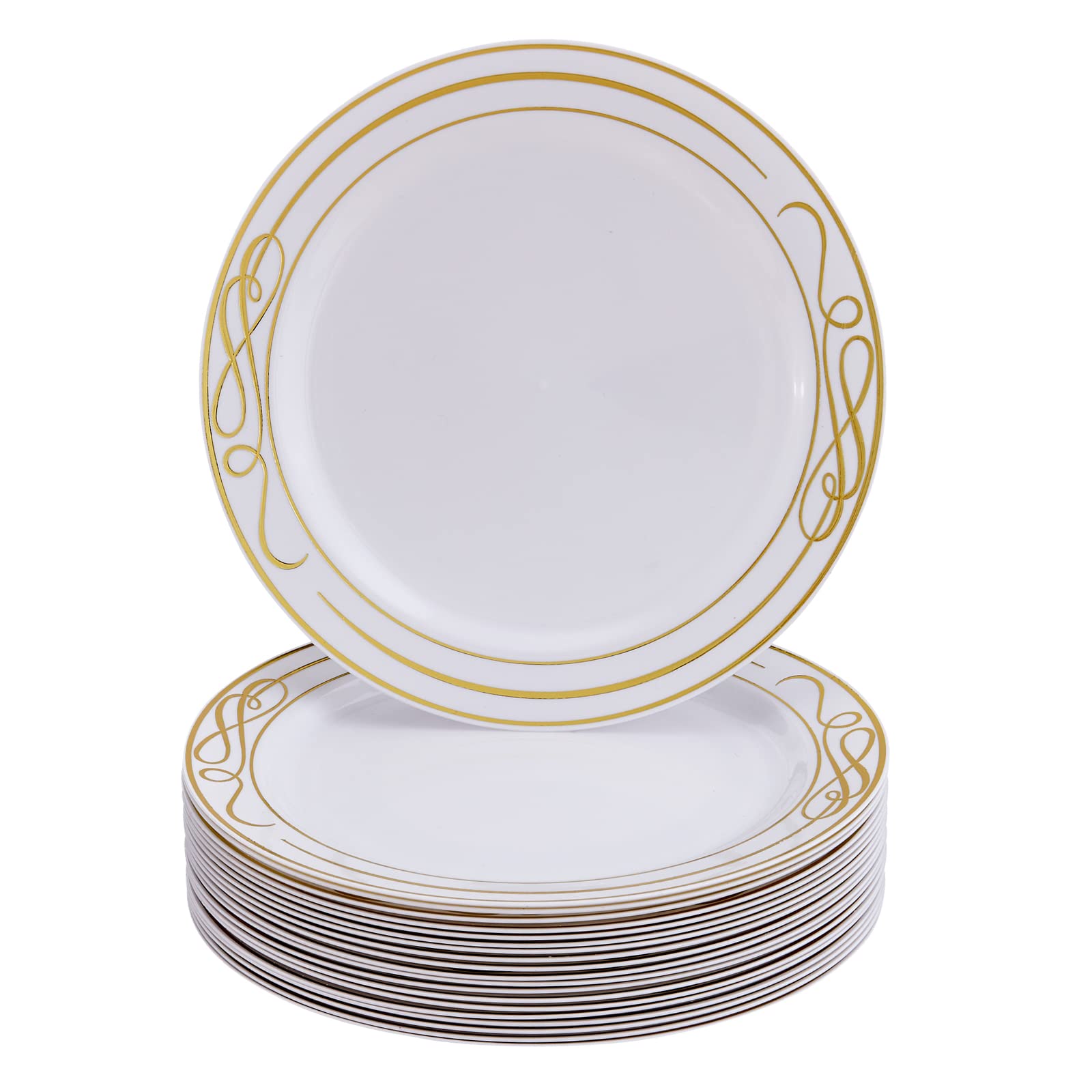 Silver Spoons Fancy Side Plates | 20 pc | Heavy Duty Dishes | Elegant Fine China Look | Bella – Gold 7.5”