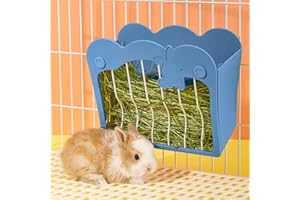 SEPTILLAR Rabbit Hay Feeder, Hanging Feeding Hay Rack for Small Animals Rabbit, Dwarf Rabbit, Guinea Pig (Blue)