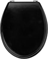 Beldray LA032355BLKFEU7 Wooden Oval Toilet Seat with Lid Black Stainless Steel