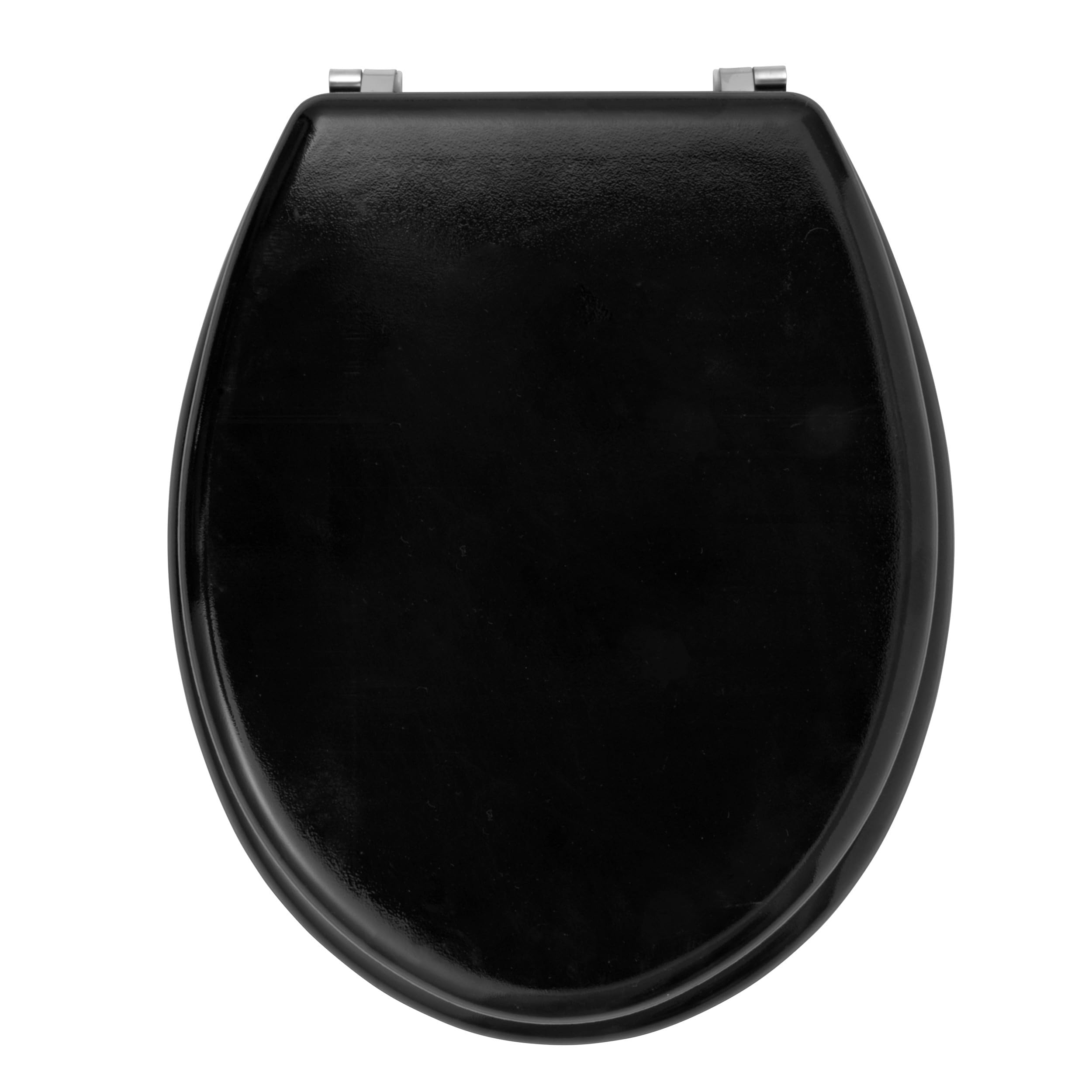 Beldray LA032355BLKFEU7 Wooden Toilet Seat – Oval Toilet Over With Lid, Fits Most Sized Toilets, Durable Stainless Steel Hinges, Quick & Easy To Fit, Easy To Clean, Stylish Black Design, 360 x 428 mm