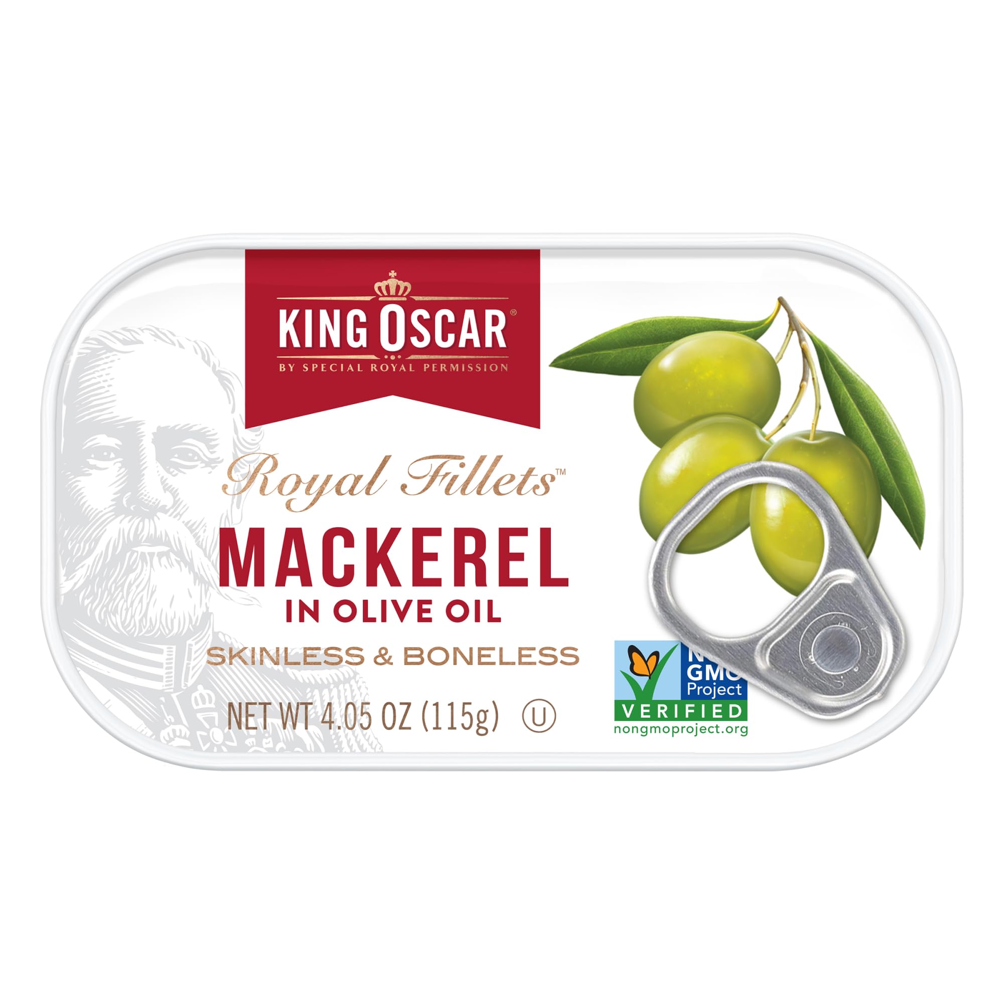 King Oscar Mackerel in Olive Oil 6 Pack Skinless Boneless Wild Caught Keto Paleo