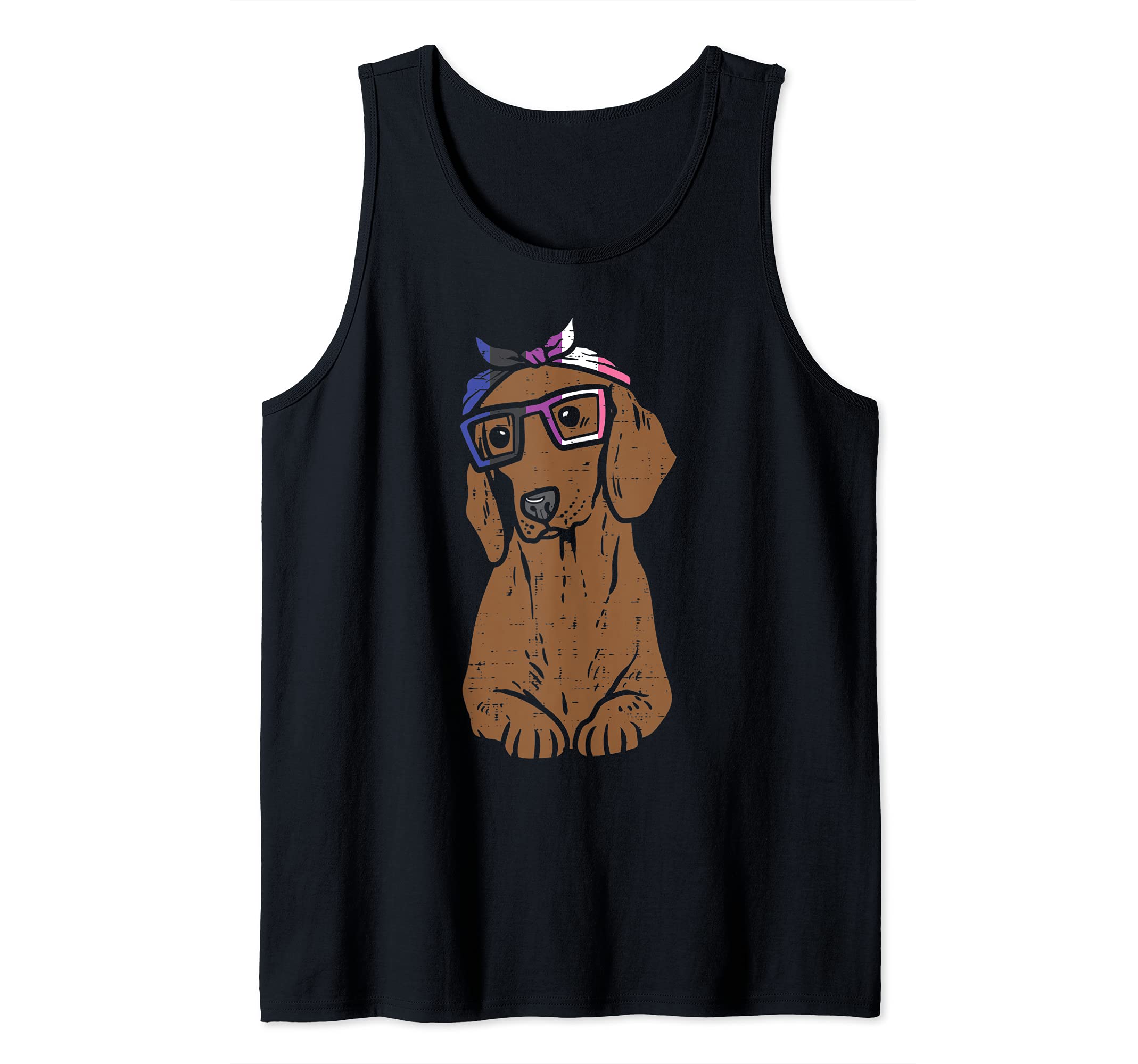 Dachshund Dog Bandana LGBTQ Genderfluid Flag Non-Binary Tank Top